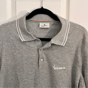 VESPA SCOOTER ITALY Italian Men's XL Polo Shirt Long Sleeve Gray NEW WITHOUTTAGS
